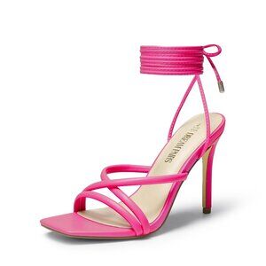 Dream Pairs Hot Pink Strappy Heels Sandals Size 8.5 Lace-Up Ankle Stiletto Party